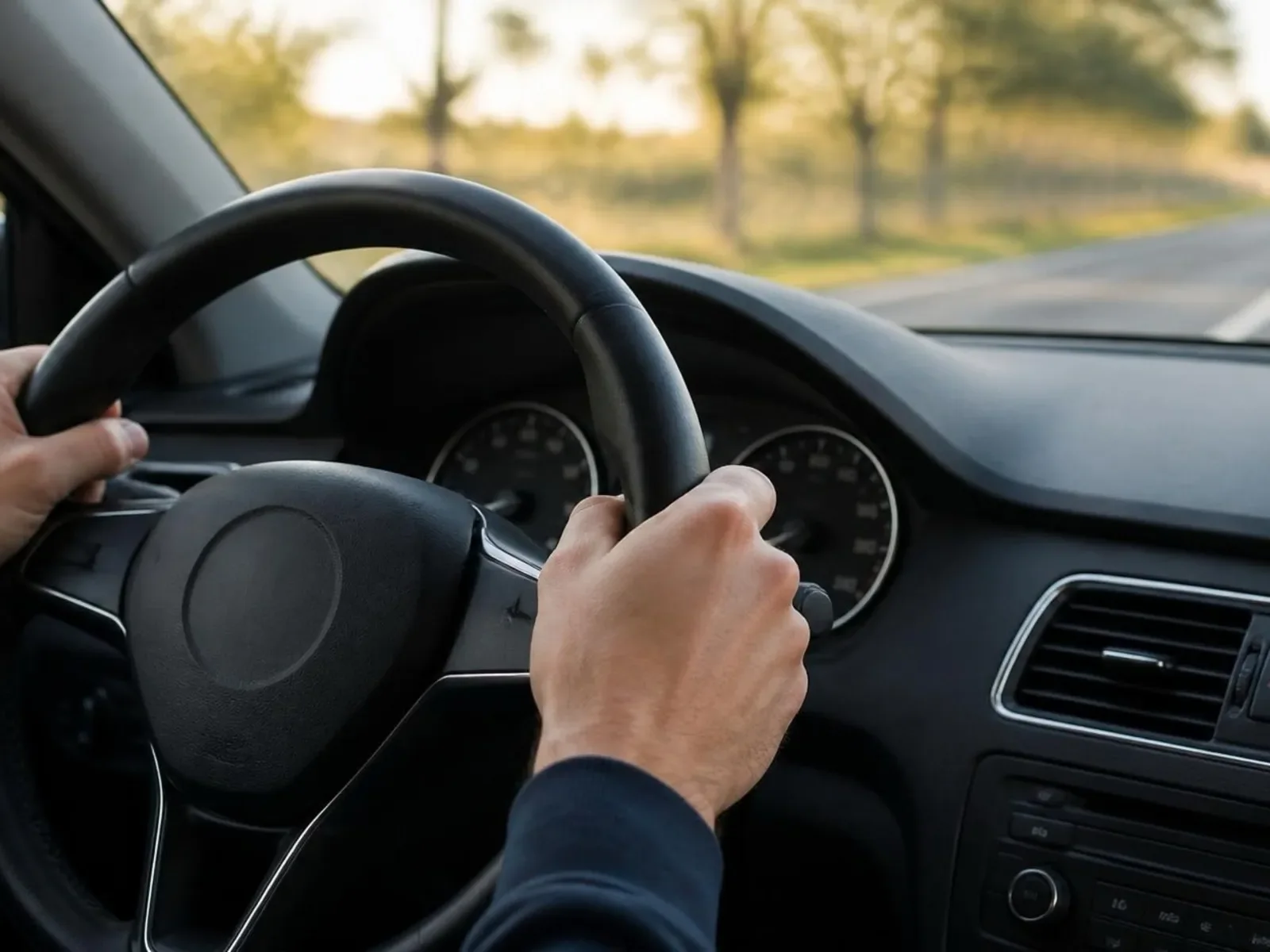 Kurs bahçesinde duran çift kumandalı eğitim otomobili; üstünde sürücü kursu levhası ve yanında park manevrası için dizilmiş turuncu koniler.
